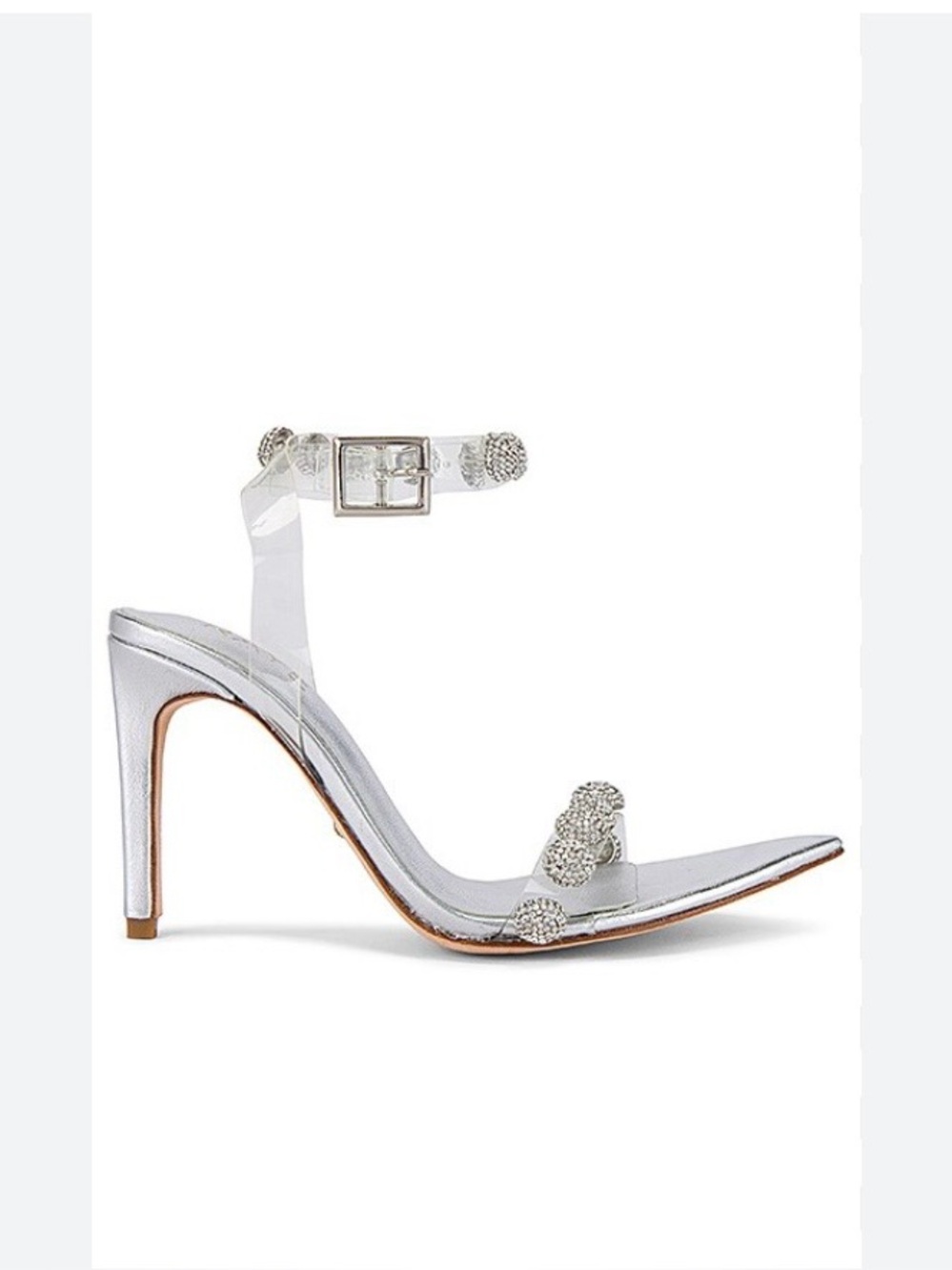 RAYE Cascade Heel in Silver and Rhinestone size 8